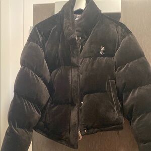 Juicy Couture Black Velvet Jacket with Pink Logo Detail